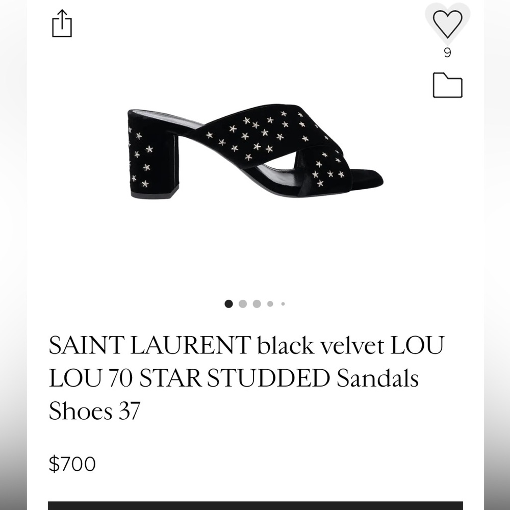 Saint Laurent Black Velvet Star Studded Sandals